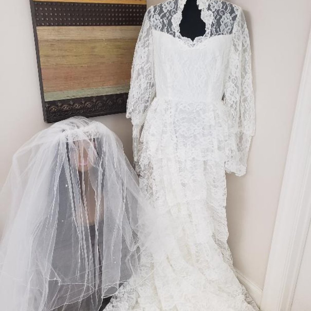 Vintage 1950s Bridal Originals Lace Tiered Wedding